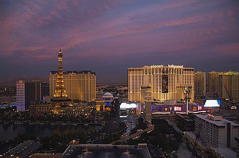 Paris Hotel and others on the Strip (Las Vegas Boulevard) near Flamingo, Las Vegas, Nevada, United States of America, North America