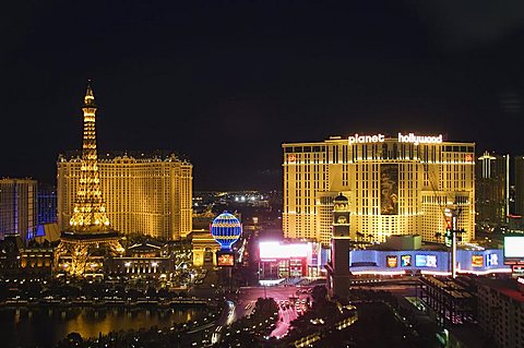 Paris Hotel and others on The Strip (Las Vegas Boulevard) near Flamingo, Las Vegas, Nevada, United States of America, North America