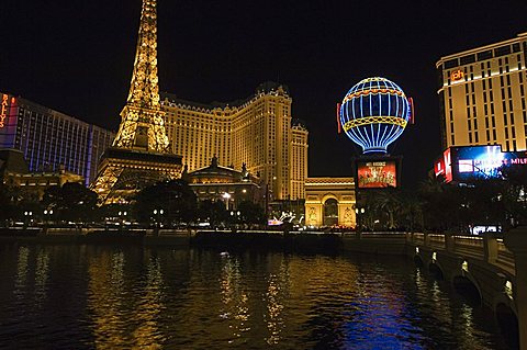 Paris Hotel with mini Eiffel Tower, The Strip (Las Vegas Boulevard), Las Vegas, Nevada, United States of America, North America