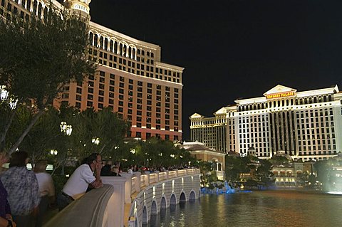 The Bellagio Hotel in forground with Caesar's Palace in background, Las Vegas, Nevada, United States of America, North America