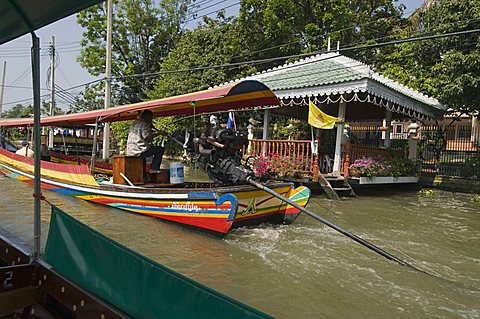 Long tail boat on canal, Bangkok, Thailand, Southeast Asia, Asia