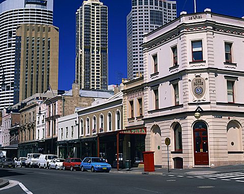 Street scene in The Rocks historical district of Sydney, New South Wales, Australia, Pacific