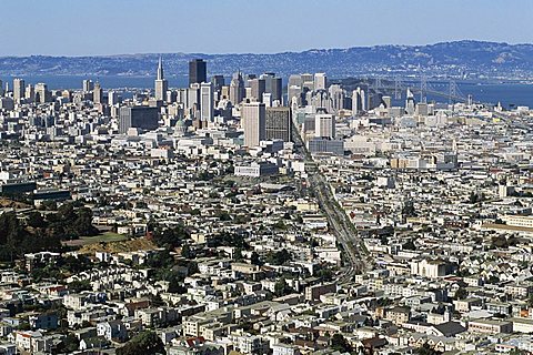 City skyline viewed from Twin Peaks, San Francisco, California, United States of America (U.S.A.), North America