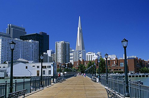 The Embarcadero Center and the TransAmerica Pyramid, San Francisco, California, United States of America (U.S.A.), North America