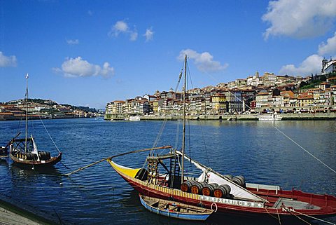 Port barge on the Douro River, Porto (Oporto), Portugal, Europe