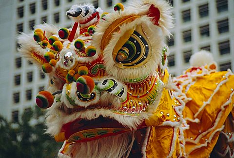 Costume head, Lion Dance, Hong Kong, China