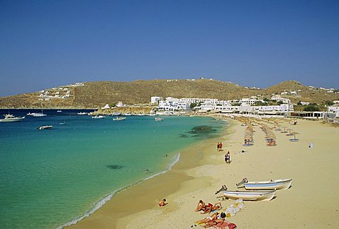 Plati Yialos beach, Mykonos, Cyclades Islands, Greece, Europe