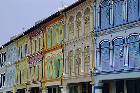 Restored Chinese houses near Tanjong Pagar, Singapore, Asia