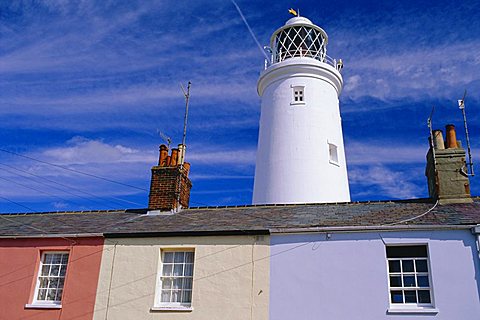 The Lighthouse and houses, Southwold, Suffolk, England, UK