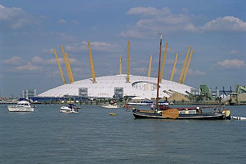 Millennium Dome and the River Thames, Greenwich, London, England, United Kingdom, Europe