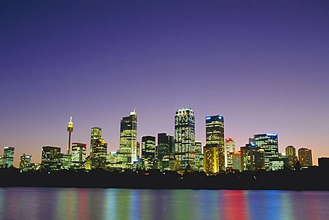 City skyline at night, Sydney, New South Wales, Australia