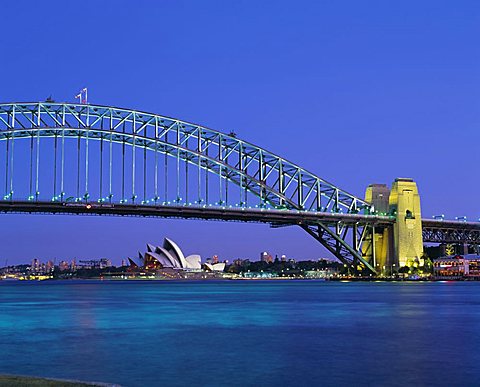 The Sydney Harbour Bridge and Opera House, Sydney, New South Wales, Australia