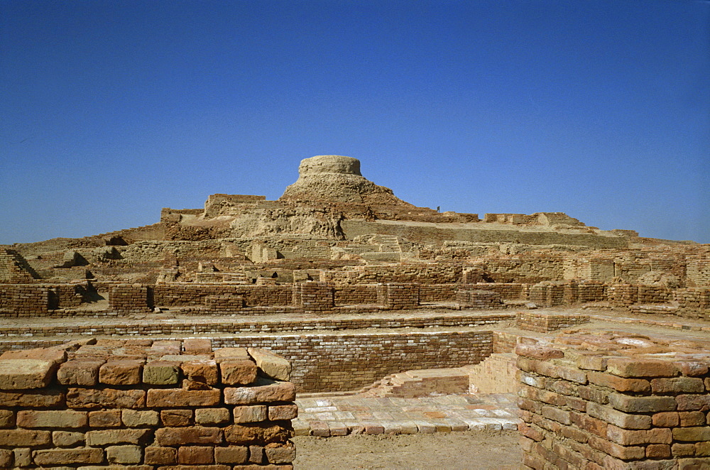 The remains of a Buddhist stupa in the ruins of the archaeological site of Taxila, UNESCO World Heritage Site, Pakistan, Asia