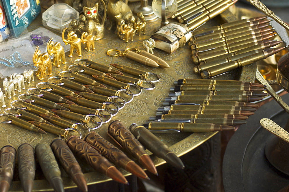 Used bullet shells made into tourist souvenir pens, Bascarsija market, Turkish quarter, Sarajevo, Bosnia, Bosnia-Herzegovina, Europe