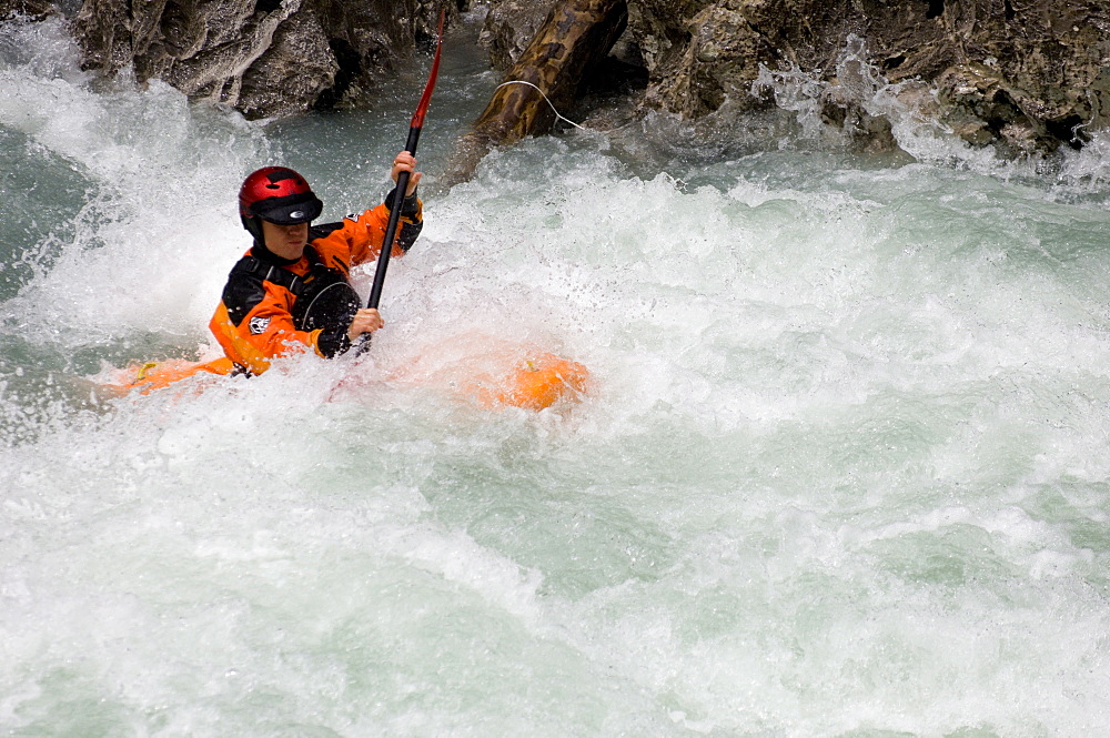 Kayaking in the Soca Valley, Slovenia, Europe