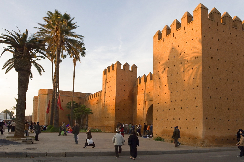 City walls surrounding the Medina, Rabat, Morocco, North Africa, Africa