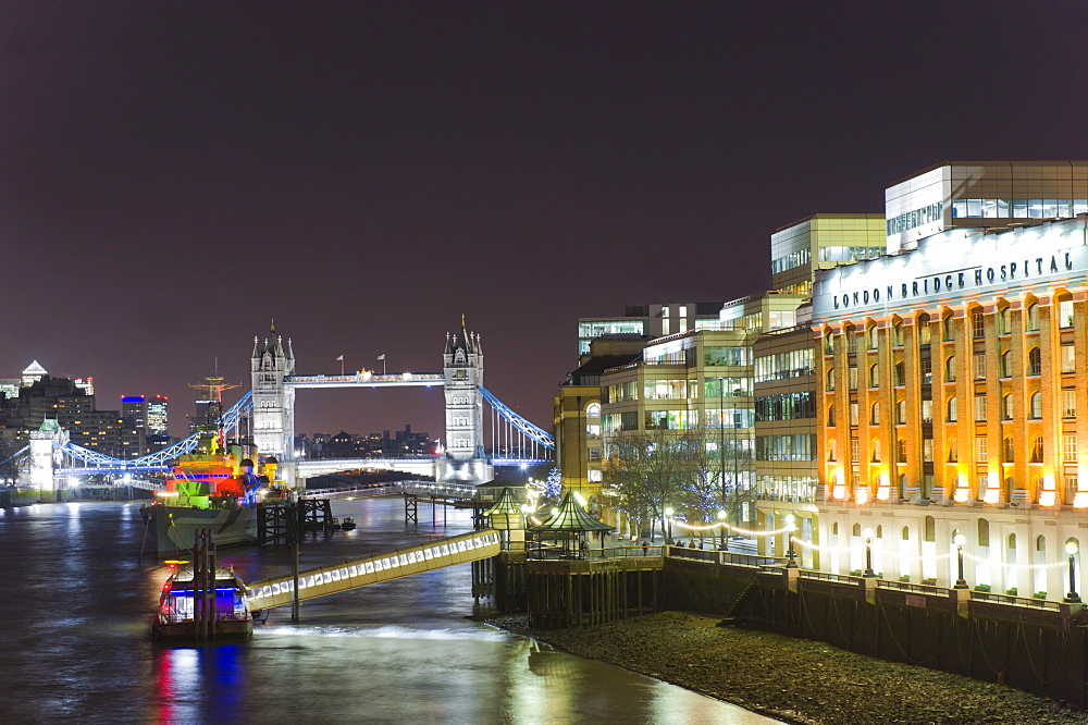 London skyline at night, London, England, United Kingdom, Europe