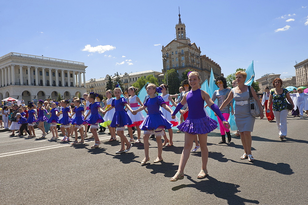 Ukrainian Children's Day Parade in Khreschatyk Street, Kiev, Ukraine, Europe