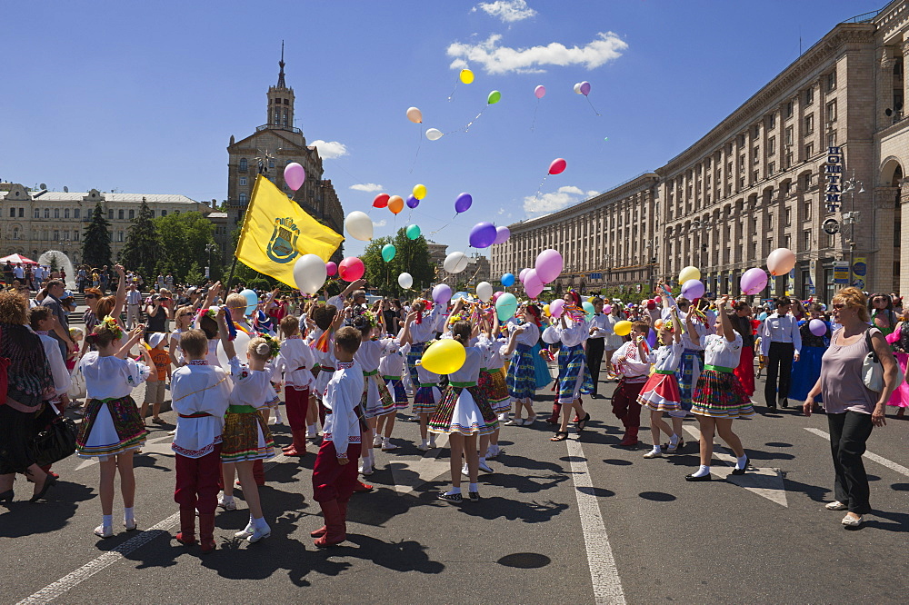 Ukrainian Children's Day Parade in Khreschatyk Street, Kiev, Ukraine, Europe