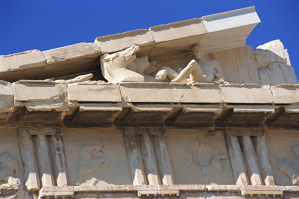 Detail of the Parthenon, Acropolis, UNESCO World Heritage Site, Athens, Greece, Europe