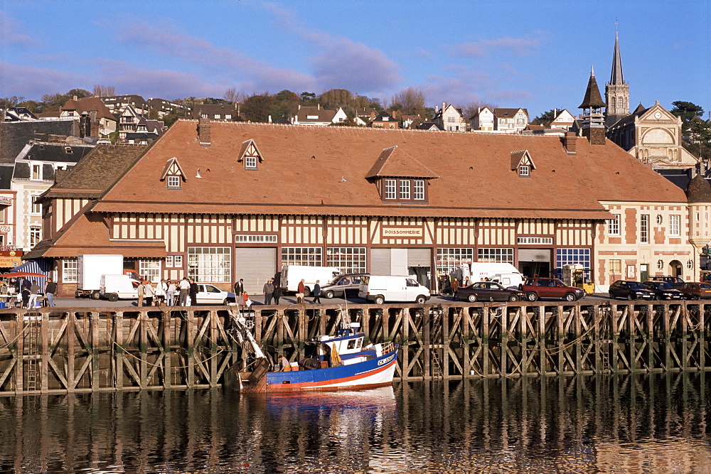 Waterfront and fish market, Trouville, Basse Normandie (Normandy), France, Europe