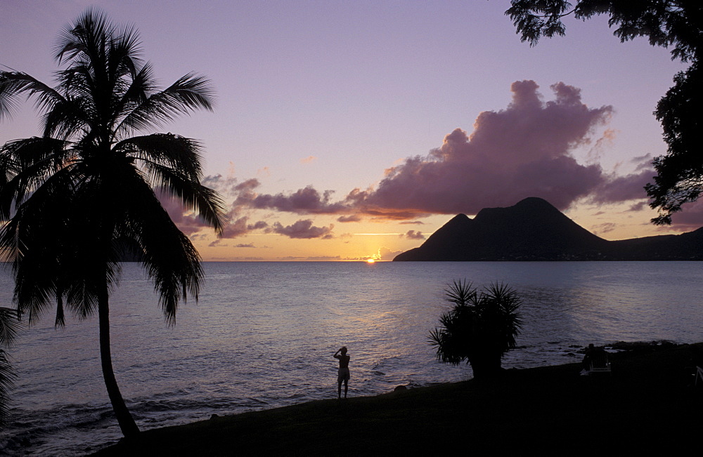 Sunset, Morne Larcher, Baie de la Chery (Chery Bay), Martinique, West Indies, Caribbean, Central America