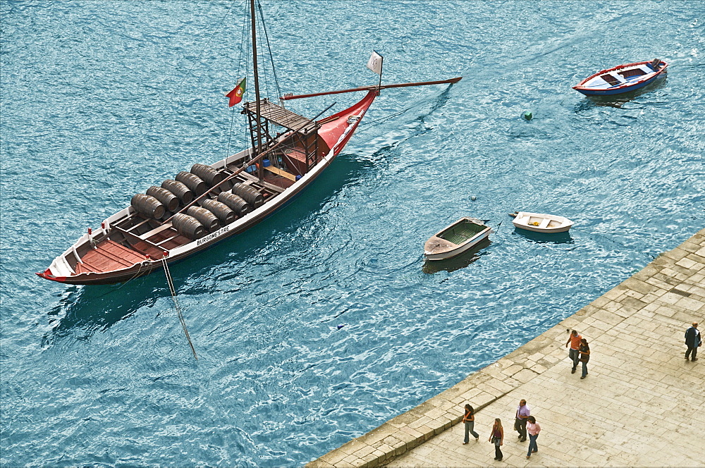 Port wine barges on the Douro River, Oporto, Portugal, Europe