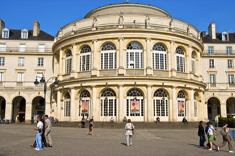 Theater, Mairie square, old Rennes, Brittany, France, Europe