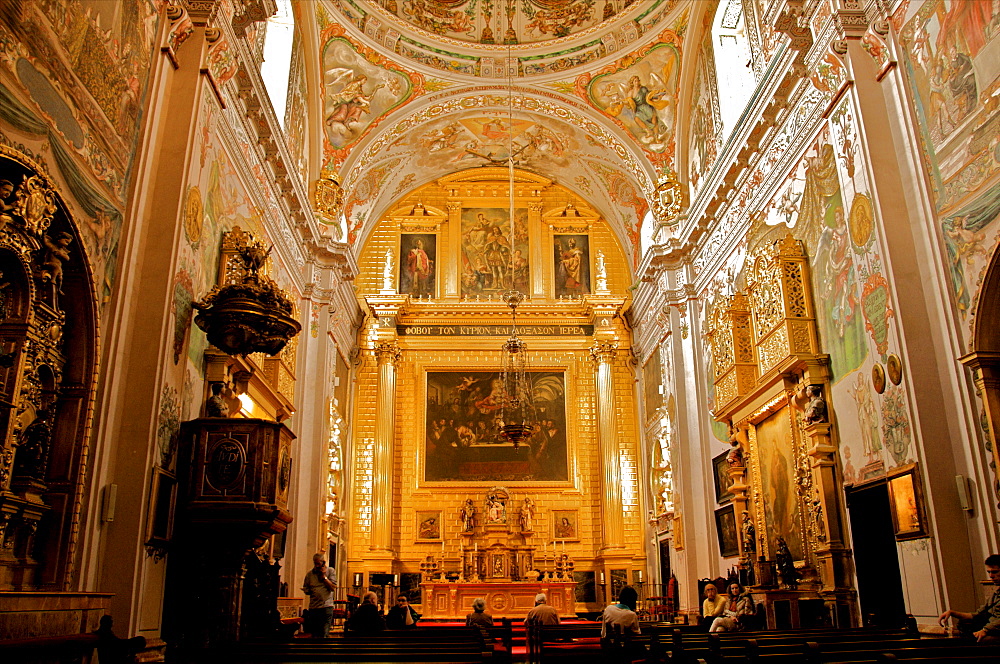 Painted ceiling vaults, Venerables Hospital church, Old Town, Seville, Andalucia, Spain, Europe