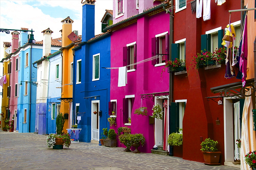 Fishermen's colored facade houses, Burano, Venice, Veneto, Italy, Europe