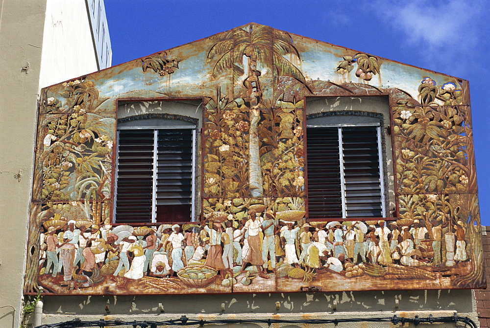 Painted house, Fort de France, Martinique, West Indies, Caribbean, Central America