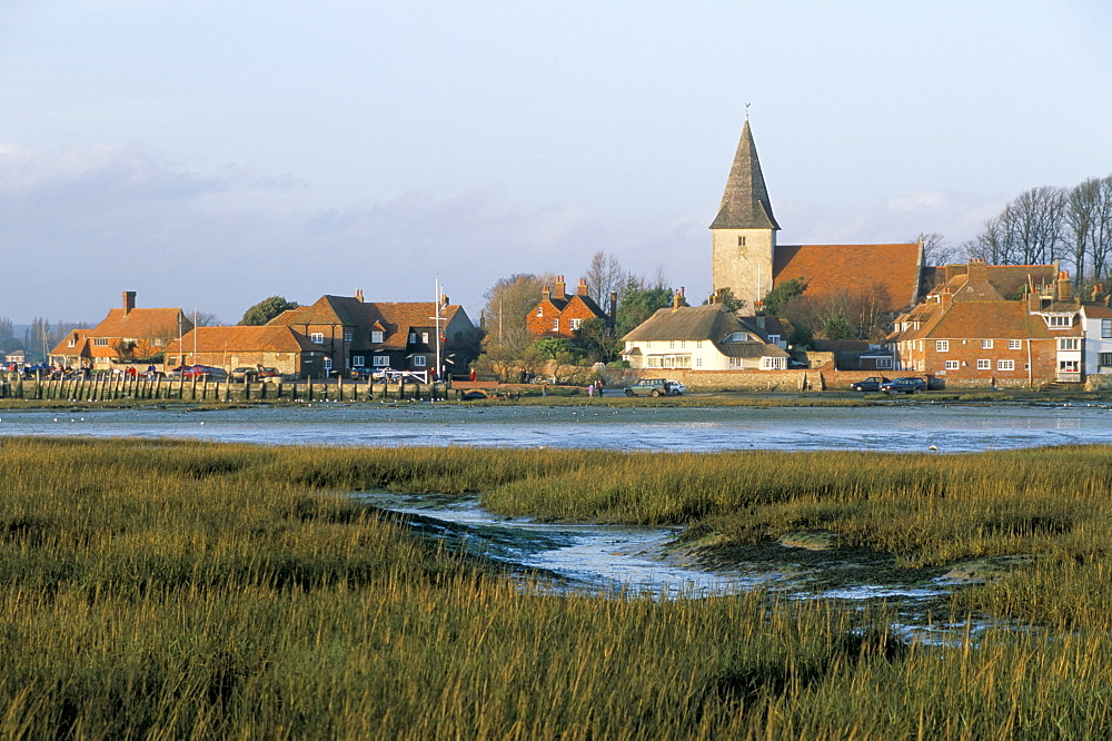 Harbour and church, Bosham, West Sussex, England, United Kingdom, Europe