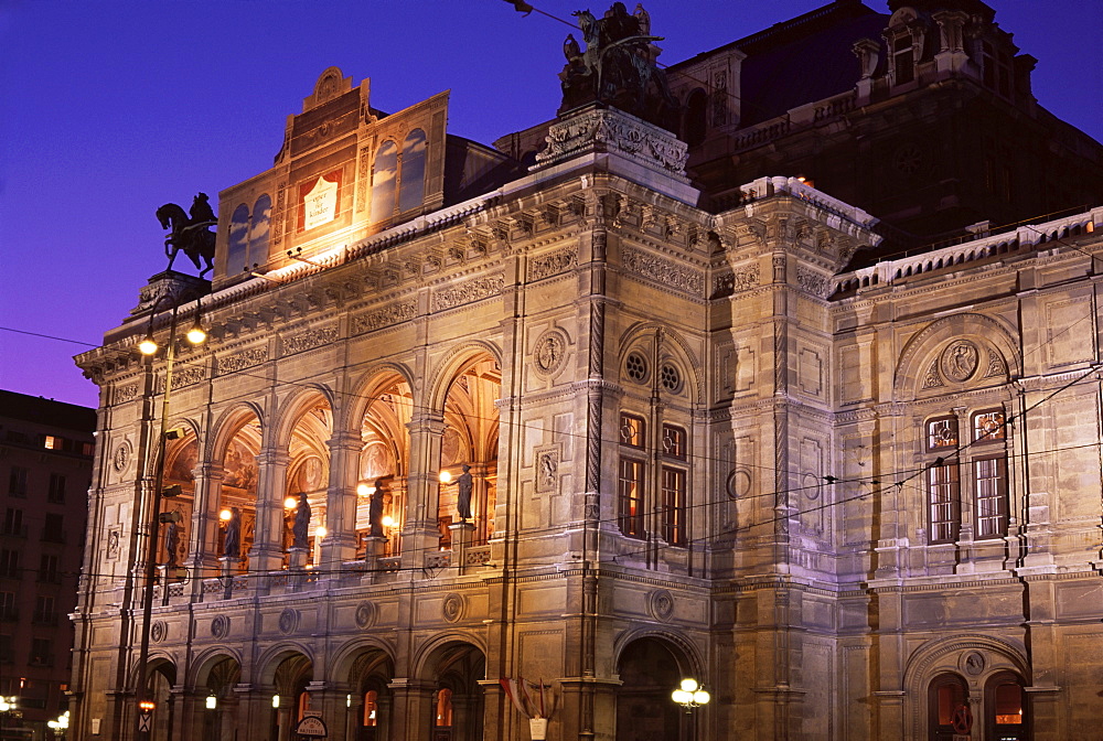 The Opera at night, Vienna, Austria, Europe