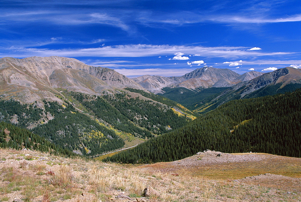 View from summit, Independence Pass, Colorado, United States of America (U.S.A.), North America