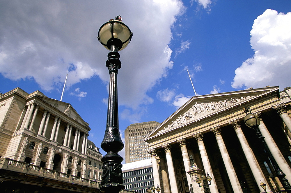 Bank of England and Royal Exchange, City of London, London, England, United Kingdom, Europe