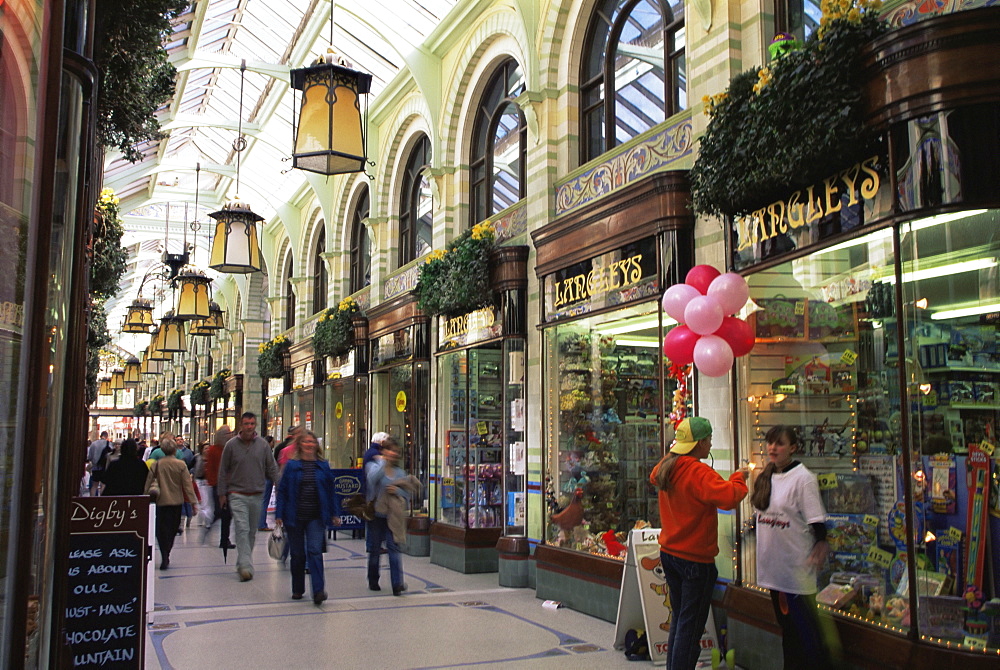 Shoppers in the Royal Arcade, Norwich, Norfolk, England, United Kingdom, Europe