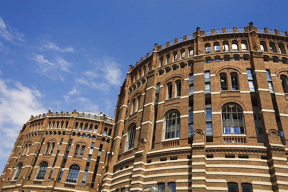 Gasometers converted into an urban city, Gasometer City, Simmering, Vienna, Austria, Europe