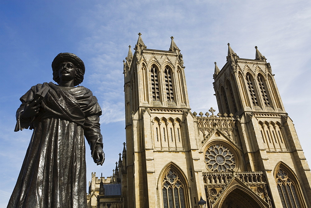 Sculpture of Bengali scholar outside the Cathedral, Bristol, Avon, England, United Kingdom, Europe