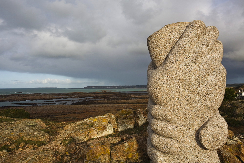 St. Malo sculpture, Thanksgiving Memorial, La Corbiere, St. Brelade, Jersey, Channel Islands, United Kingdom, Europe