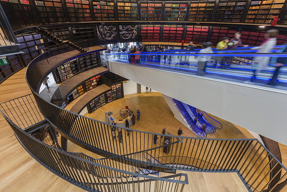 Interior of new Library of Birmingham, Centenary Square, Birmingham, West Midlands, England, United Kingdom, Europe