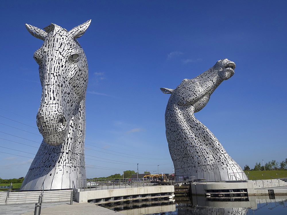 The Kelpies equine sculptures, Helix Park, Falkirk, Stirlingshire, Scotland, United Kingdom, Europe