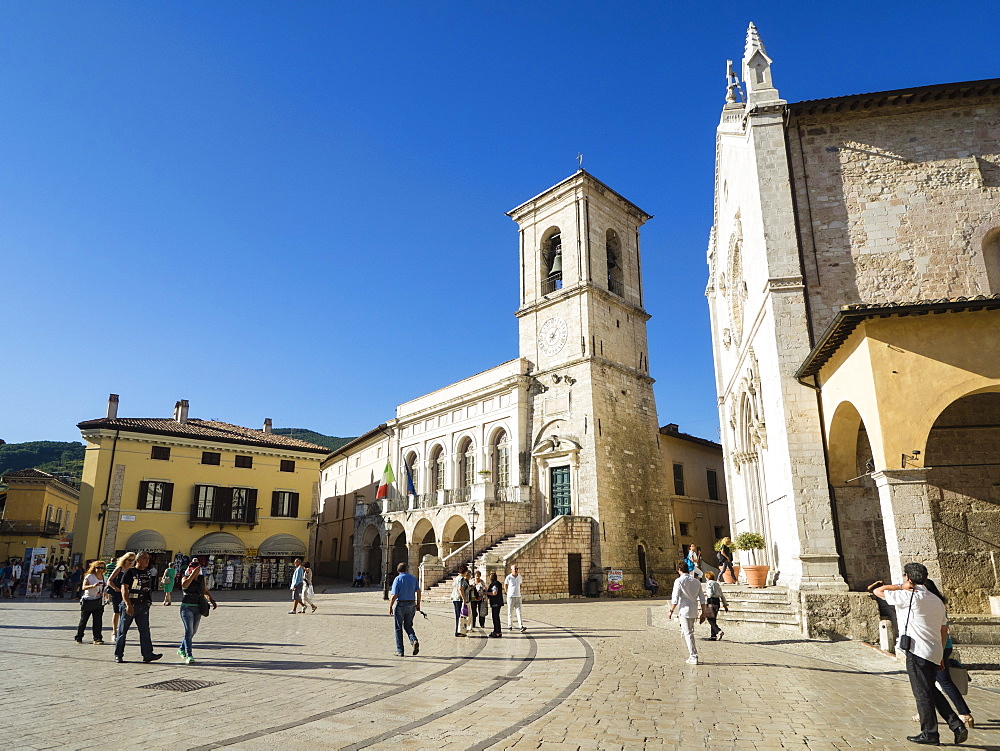 Piazza San Benedetto, Norcia, Umbria, Italy, Europe