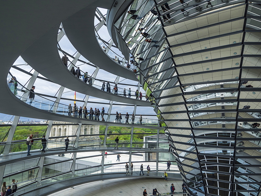 Interior of the Reichstag Dome, Berlin, Germany, Europe