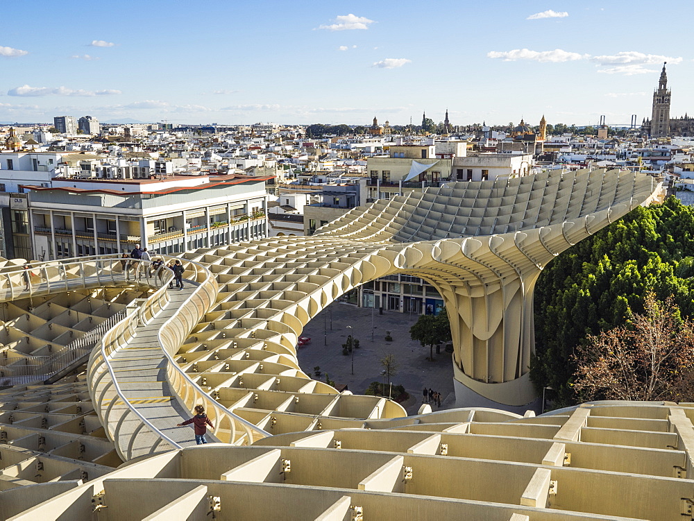 City view from the Metropol Parasol, Seville, Andalucia, Spain, Europe