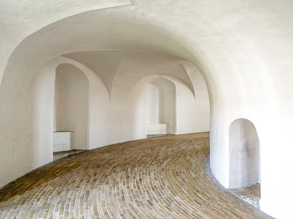 Equestrian staircase inside the Round Tower, Copenhagen, Denmark, Scandinavia, Europe