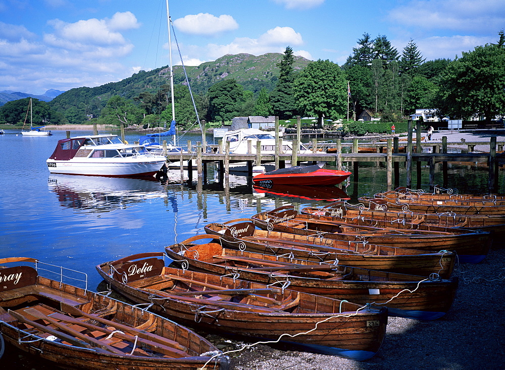 Rowing boats, Waterhead, Ambleside, Lake Windermere, Lake District, Cumbria, England, United Kingdom, Europe