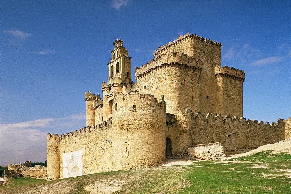 View of castle, Turegano, Segovia province, Castile Leon, Spain, Europe