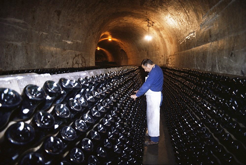 Champagne wine cellar, Reims, Champagne, Ardennes, France, Europe