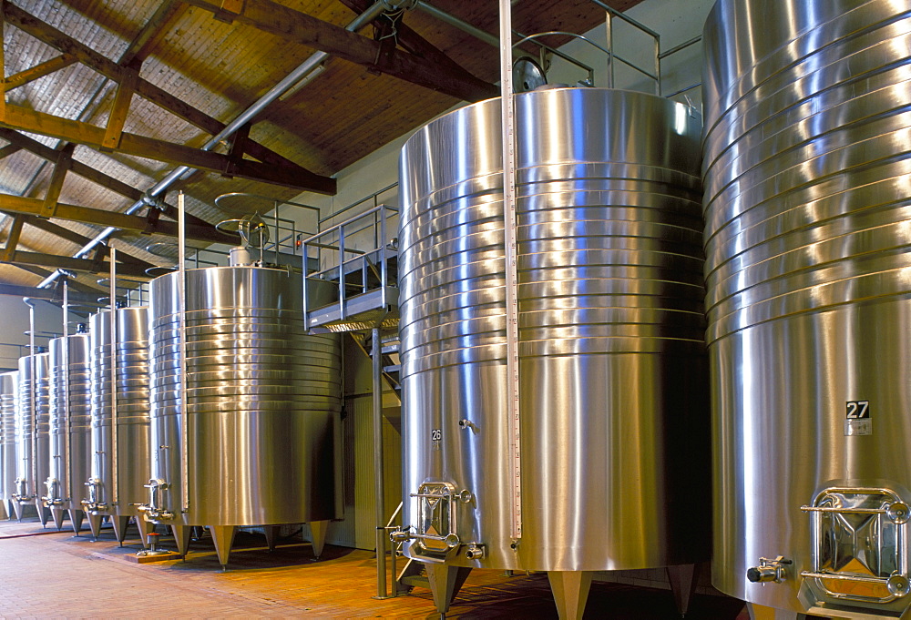 Wine fermentation tanks, Chateau Comtesse de Lalande, Pauillac, Gironde, France, Europe