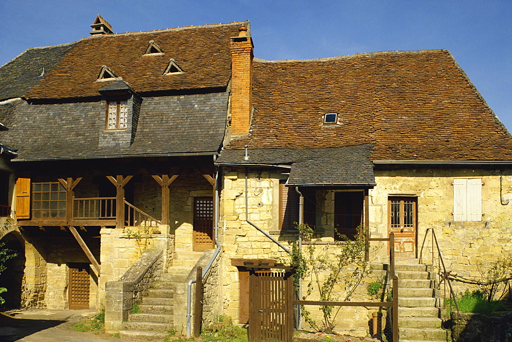 Village houses at St. Robert in Limousin, France, Europe